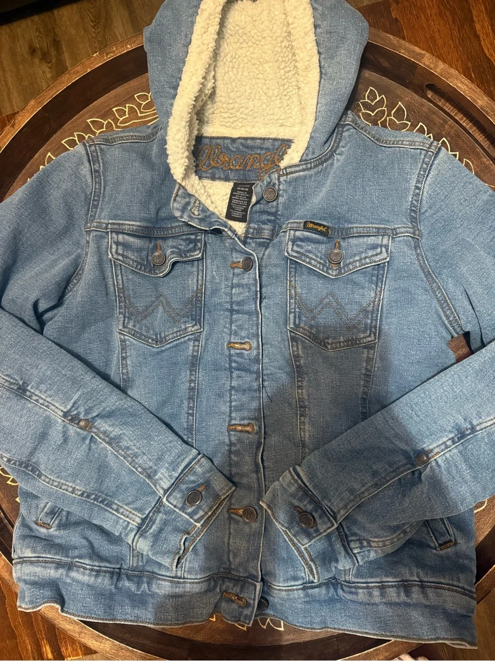 Wrangler Denim Hooded Sherpa-Lined Jacket